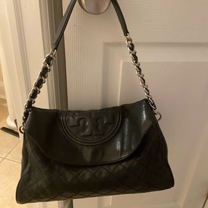 Tory Burch quilted black leather shoulder bag